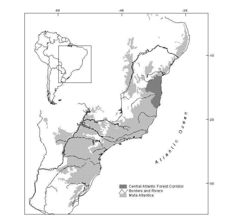 Central Atlantic Forest Corridor location map